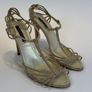 Ralph Lauren Purple Label Gold Suede Strappy Sandals, US 9